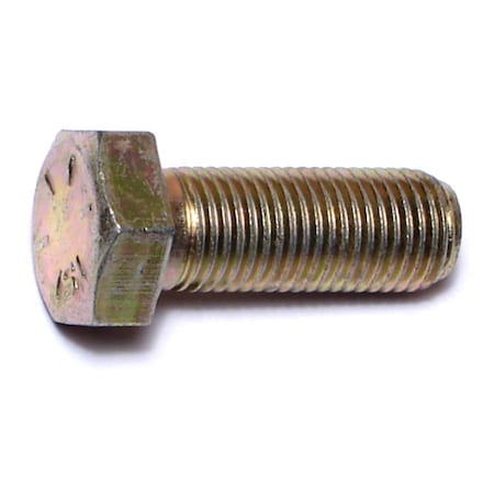 Midwest Fastener Grade 8, 3/8"-24 Hex Head Cap Screw, Zinc Yellow Steel, 1 in L, 8 PK 62982